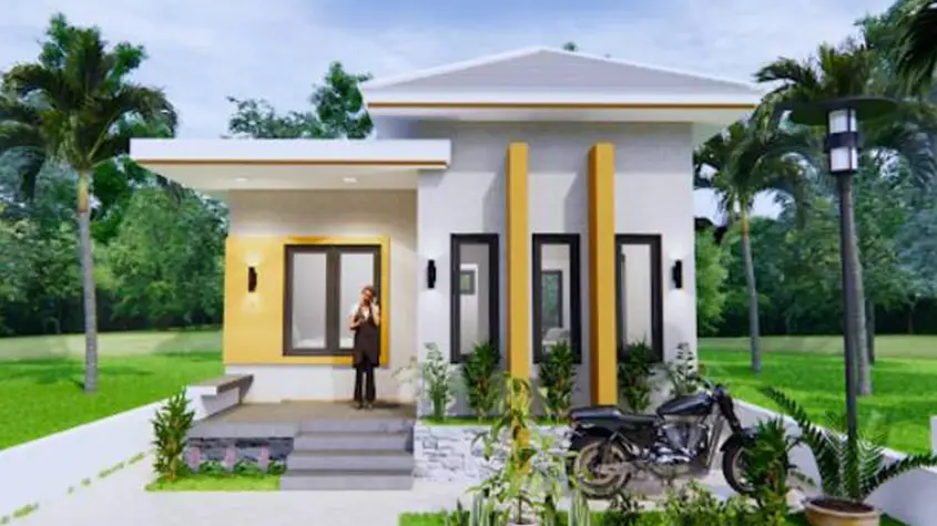 9. Model Rumah 6x8 Dengan Taman