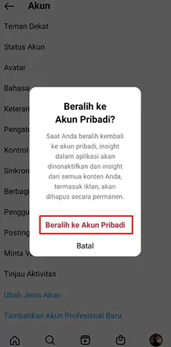 Tap Beralih ke Akun