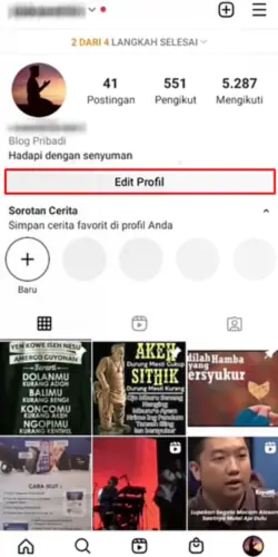 Tap Edit Profil untuk Menghilangkan Keterangan Pribadi di IG